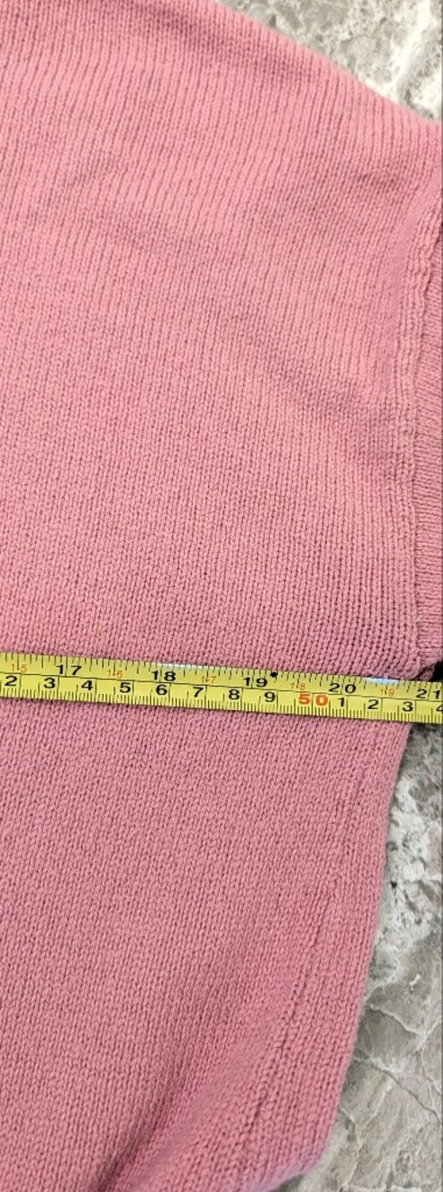 FOIL Pink Merino Wool Cotton Cable Fisherman Knit Sweater M Cross Applique Boho - Picture 8 of 8